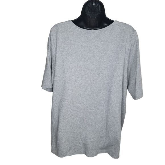 Quacker Factory gray rounded neck Rhinestone t-shirt top 2x - Picture 2 of 8